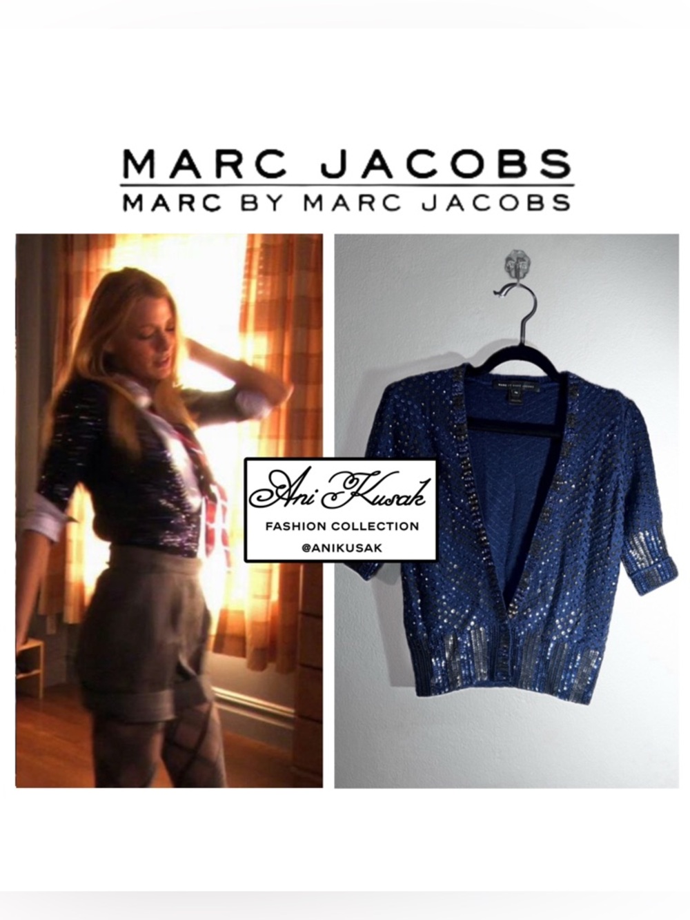 Marc Jacobs Navy Sequin Cardigan